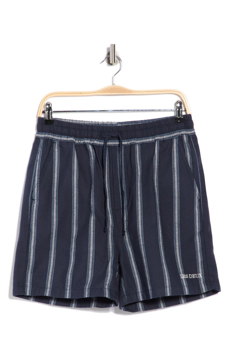 Lawson Stripe Cotton Drawstring Shorts, Main, color, DARK NAVY/ XENON BLUE