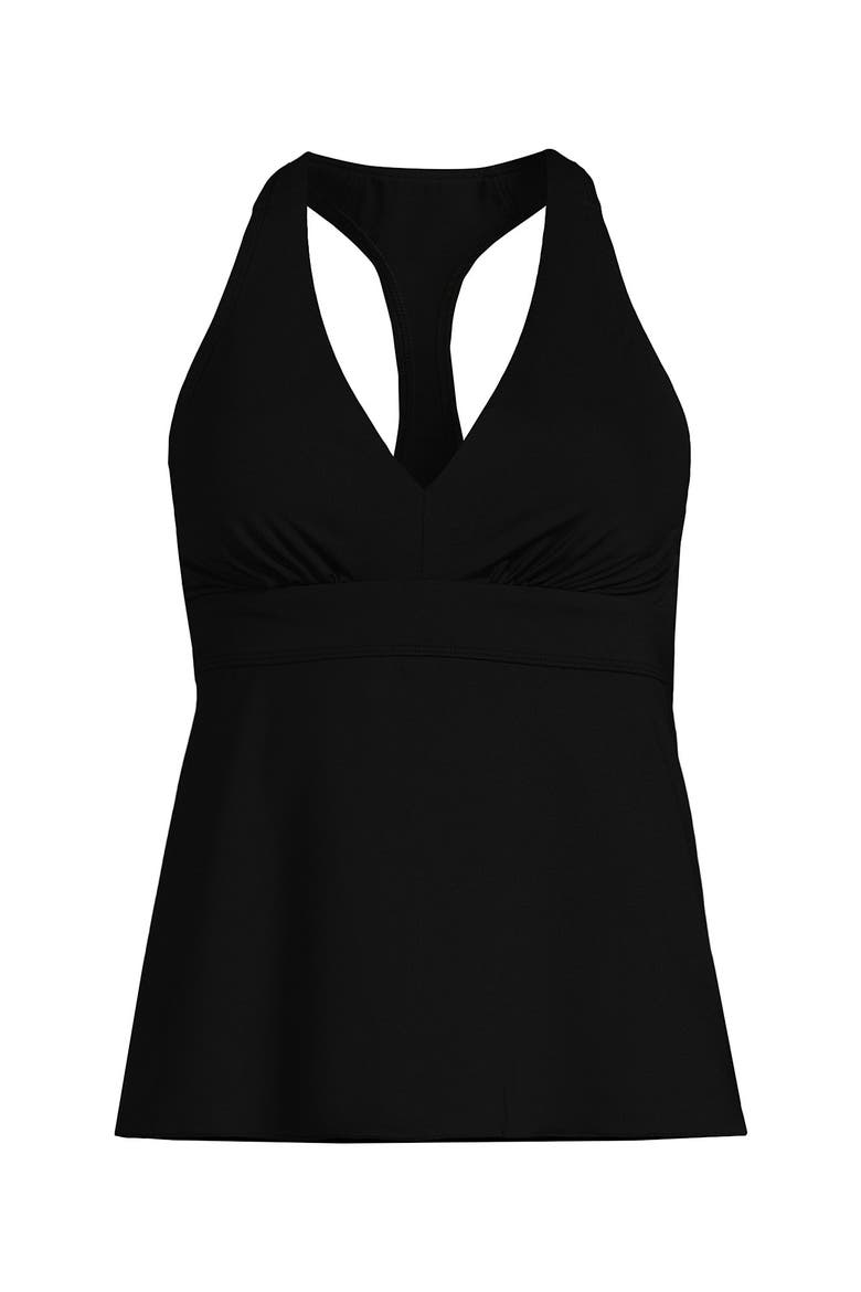 Plus Size V-Neck Racerback Flutter Tankini, Alternate, color, Black