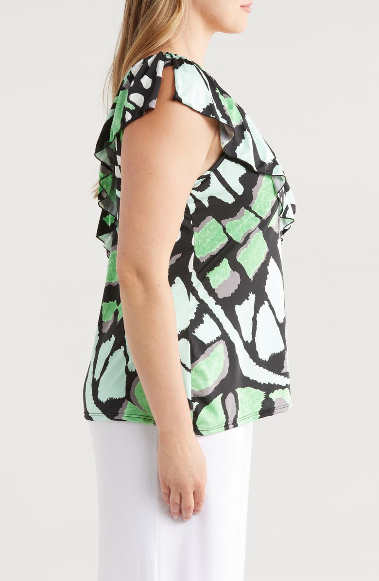 24seven Comfort Apparel Butterfly Print Ruffle Top, Alternate, color, 
