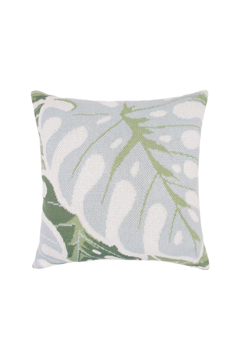 Monstera Knit Throw Pillow for Tropical Botanical Bed or Sofa Décor, Main, color, Green