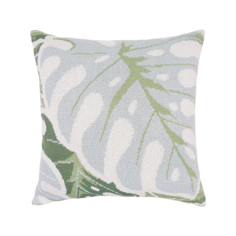 Monstera Knit Throw Pillow for Tropical Botanical Bed or Sofa Décor