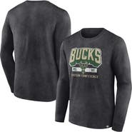 FANATICS Men's Fanatics Branded Heather Charcoal Milwaukee Bucks Front Court Press Snow Wash Long Sleeve T-Shirt