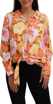 SUNNY LEIGH Long Sleeve Tie Front Button-Up Shirt