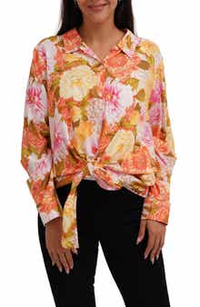 Long Sleeve Tie Front Button-Up Shirt