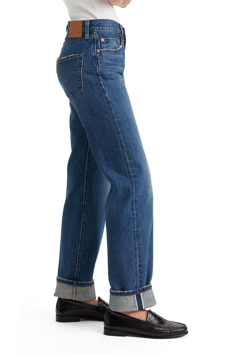 Levi's<sup>®</sup> 501<sup>®</sup> '90s Cuffed Relaxed Straight Leg Selvedge Jeans, Alternate, color,