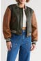 Faux Shearling Lined Faux Leather Bomber Jacket