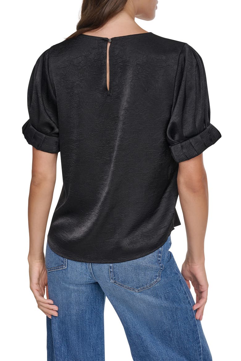 Textured Satin Shirt, Alternate, color, BLACK