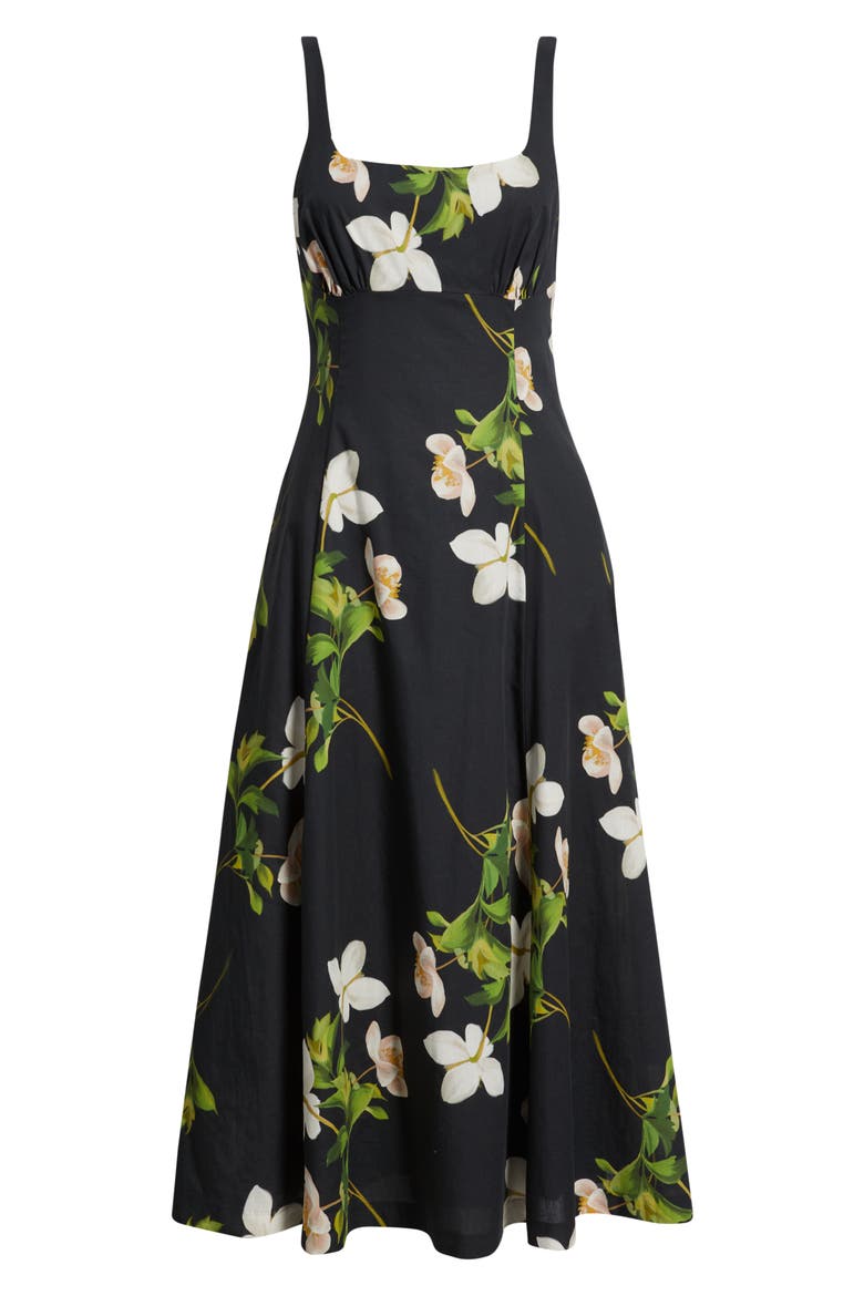 Floral Square Neck Cotton Dress, Alternate, color, BLM