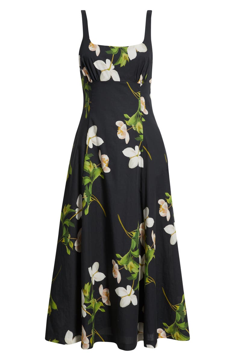 Julia Jordan Floral Square Neck Cotton Dress, Alternate, color, Black Multi