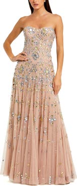 Mac Duggal Strapless Sweetheart Embellished Net Gown