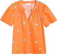 SUGARLIPS Mely Floral Puff Sleeve Cotton Top