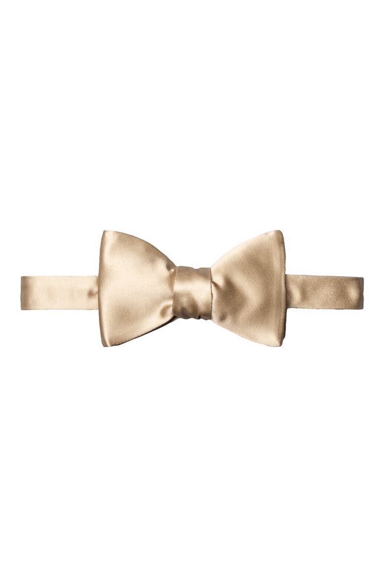 Silk Satin Self Tie Bow Tie, Main, color, LIGHT BEIGE