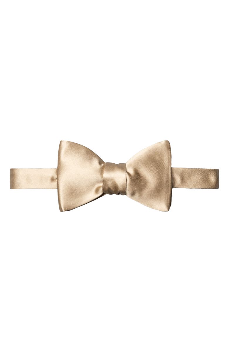 Eton Silk Satin Self Tie Bow Tie, Main, color, Light Beige