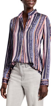 NIC+ZOE Animal Stripe Half Button Shirt