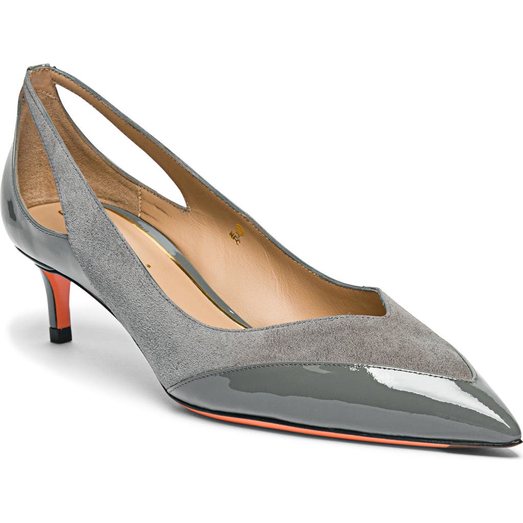 Santoni Kitten Heel Pump In Gray