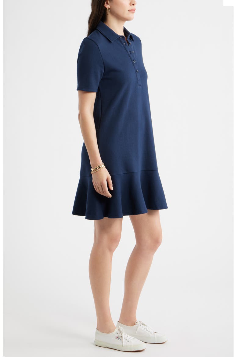 Henley Short Sleeve Polo Dress, Alternate, color, NAVY STILL