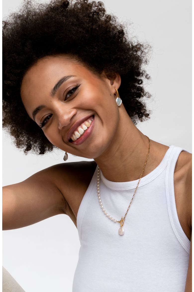 Timeless Keshi Pearl Drop Chain Necklace, Alternate, color, Yellow Gold Vermeil