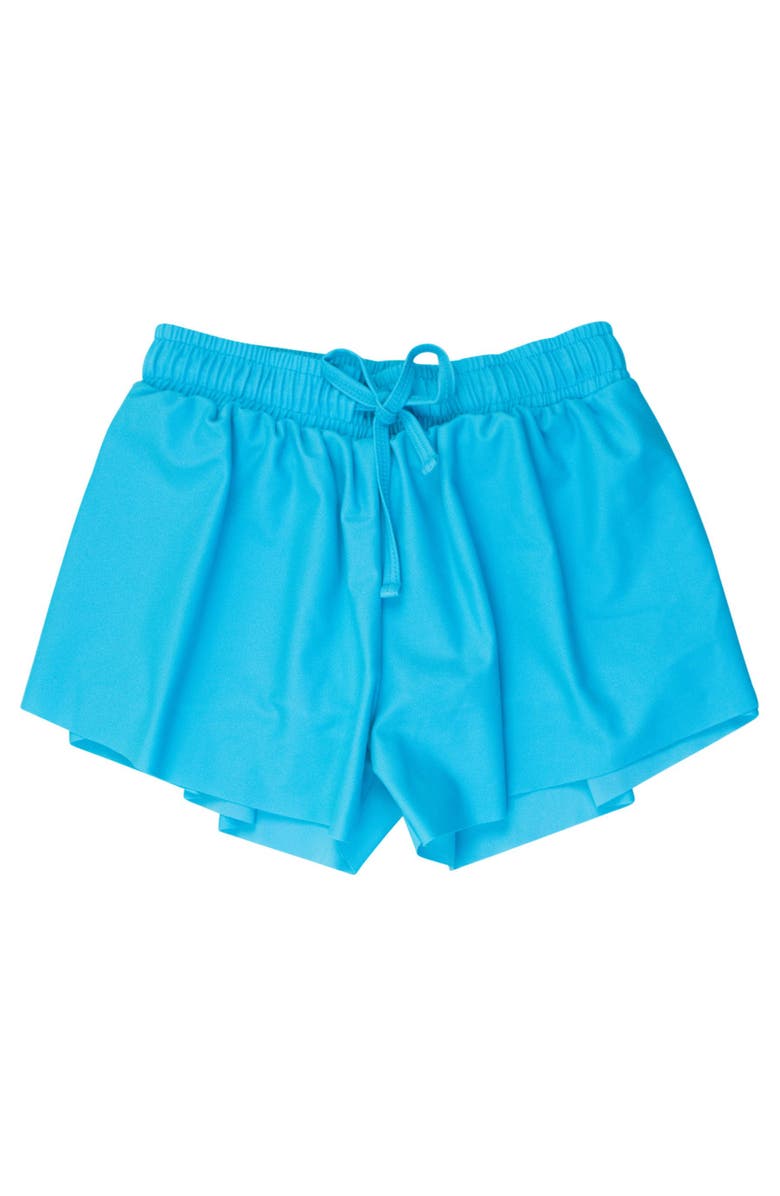 RuffleButts Girls Active Butterfly Shorts, Main, color, Bright Aqua