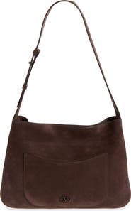 Valentino Emile Small Leather Suede Hobo Bag