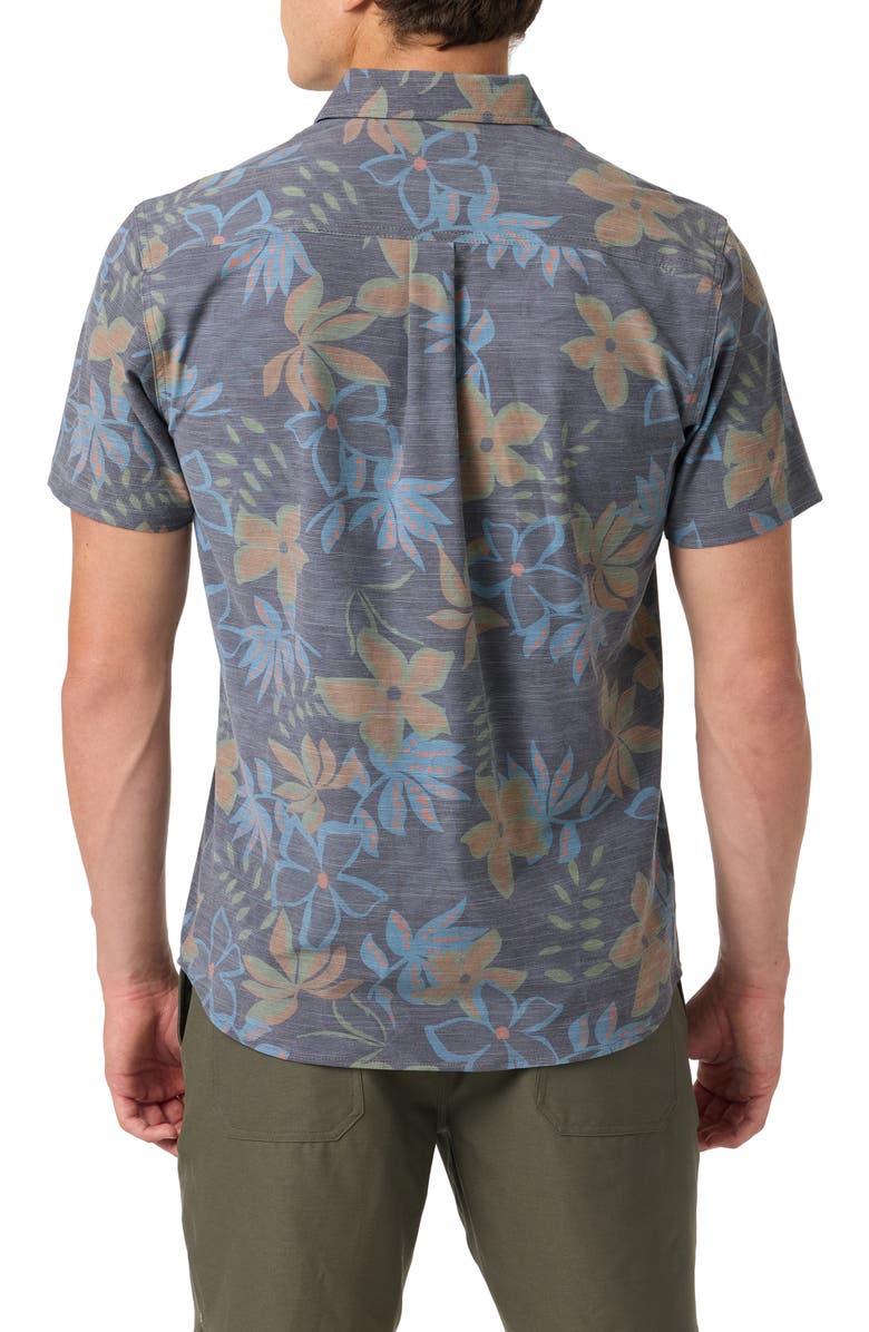 O'Neill TRVLR UPF Traverse Slub Short Sleeve Performance Button-Up Shirt, Alternate, color, Black
