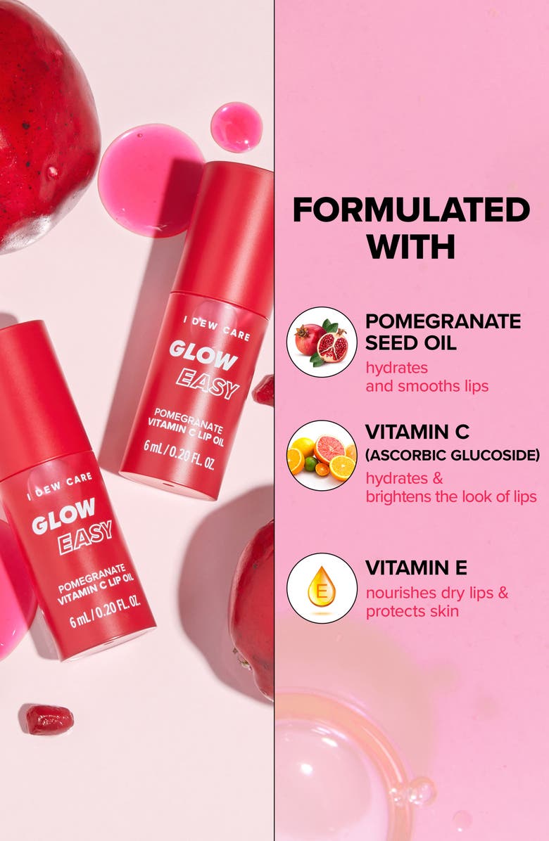 I DEW CARE Glow Easy Lip Oil, Alternate, color, Pomegranate