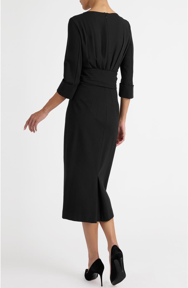 Santorelli Trinity Midi Sheath Dress in Punto Milano, Alternate, color, Black