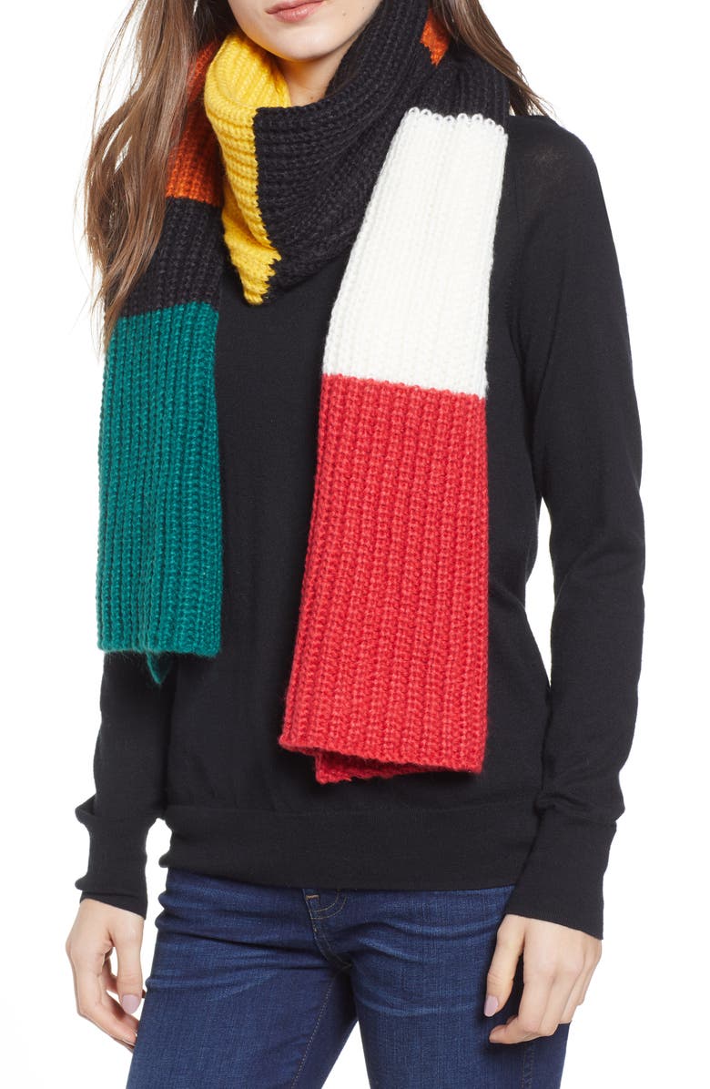 Trouvé Colorblock Chunky Knit Scarf, Main, color,