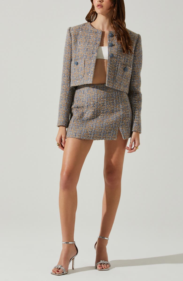 ASTR the Label Covina Tweed Miniskirt, Alternate, color, Blue Taupe