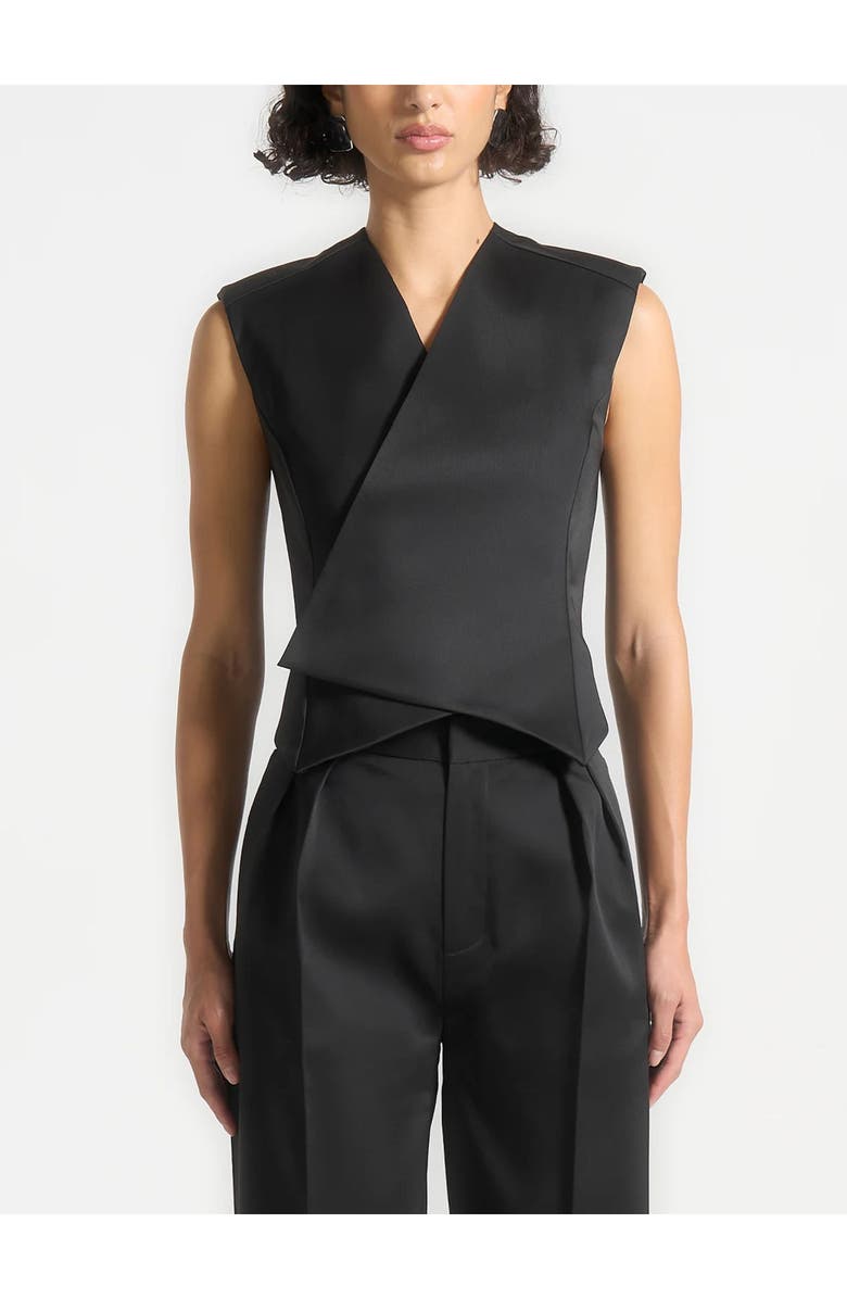 Manière De Voir Laurence Sateen Wrap Waistcoat, Main, color, Black
