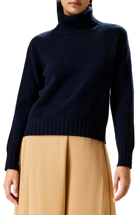 Women's Turtleneck Sweater with Rib Hemline