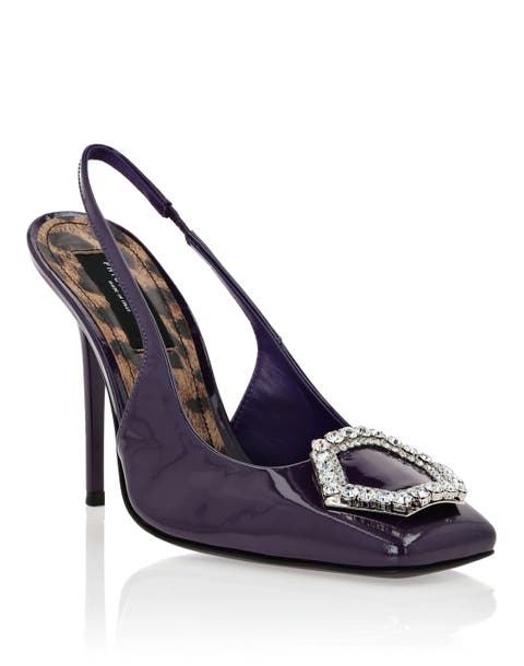 Patent Leather Decollete Hi-Heels Crystal Hexagon Women