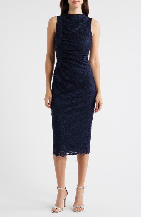 Lace Sleeveless Sheath Midi Dress
