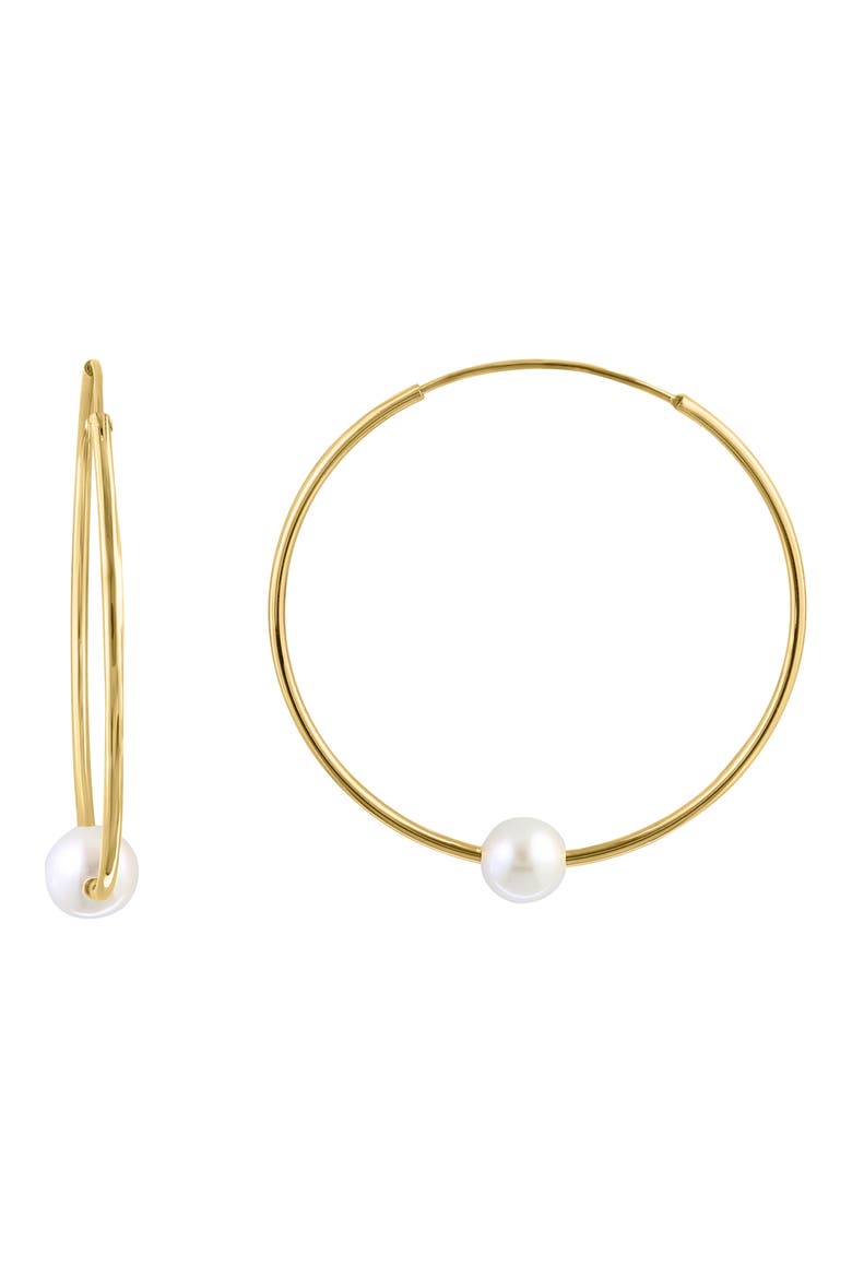 Freshwater Pearl Hoop Earrings, Main, color, WHITE