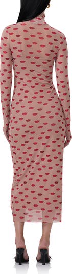 Shailene Turtleneck Long Sleeve Mesh Dress