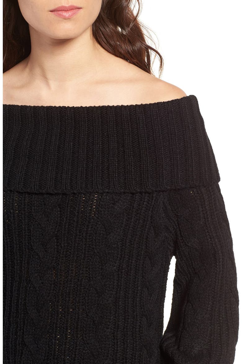 Off the Shoulder Sweater, Alternate, color, BLACK