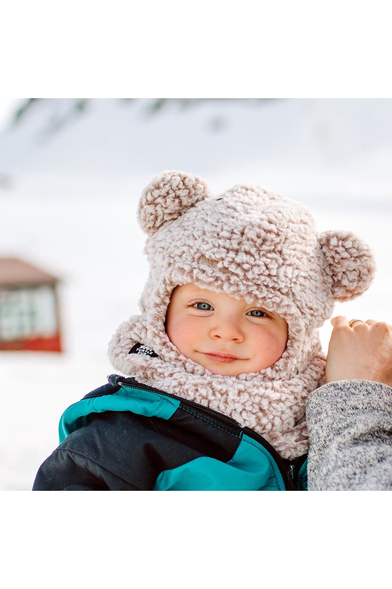 Kids Fleece Bear Balaclava, Alternate, color, Natural