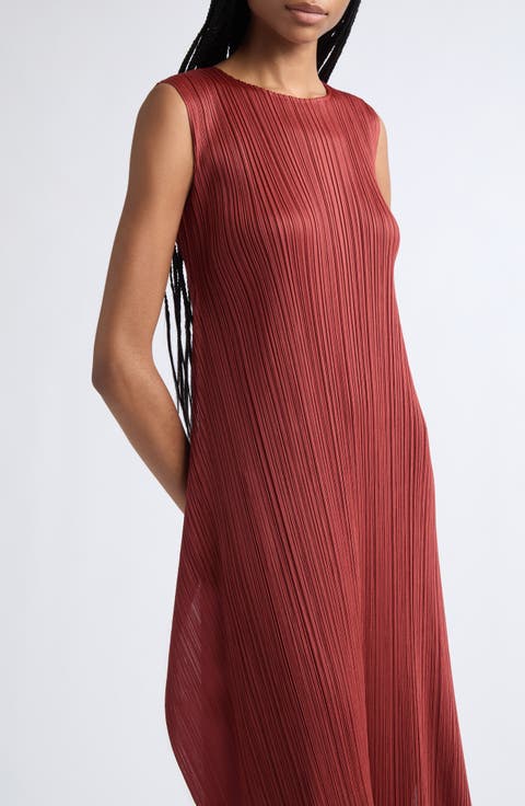 Monthly Colors September Pleated Sleeveless Midi Dress