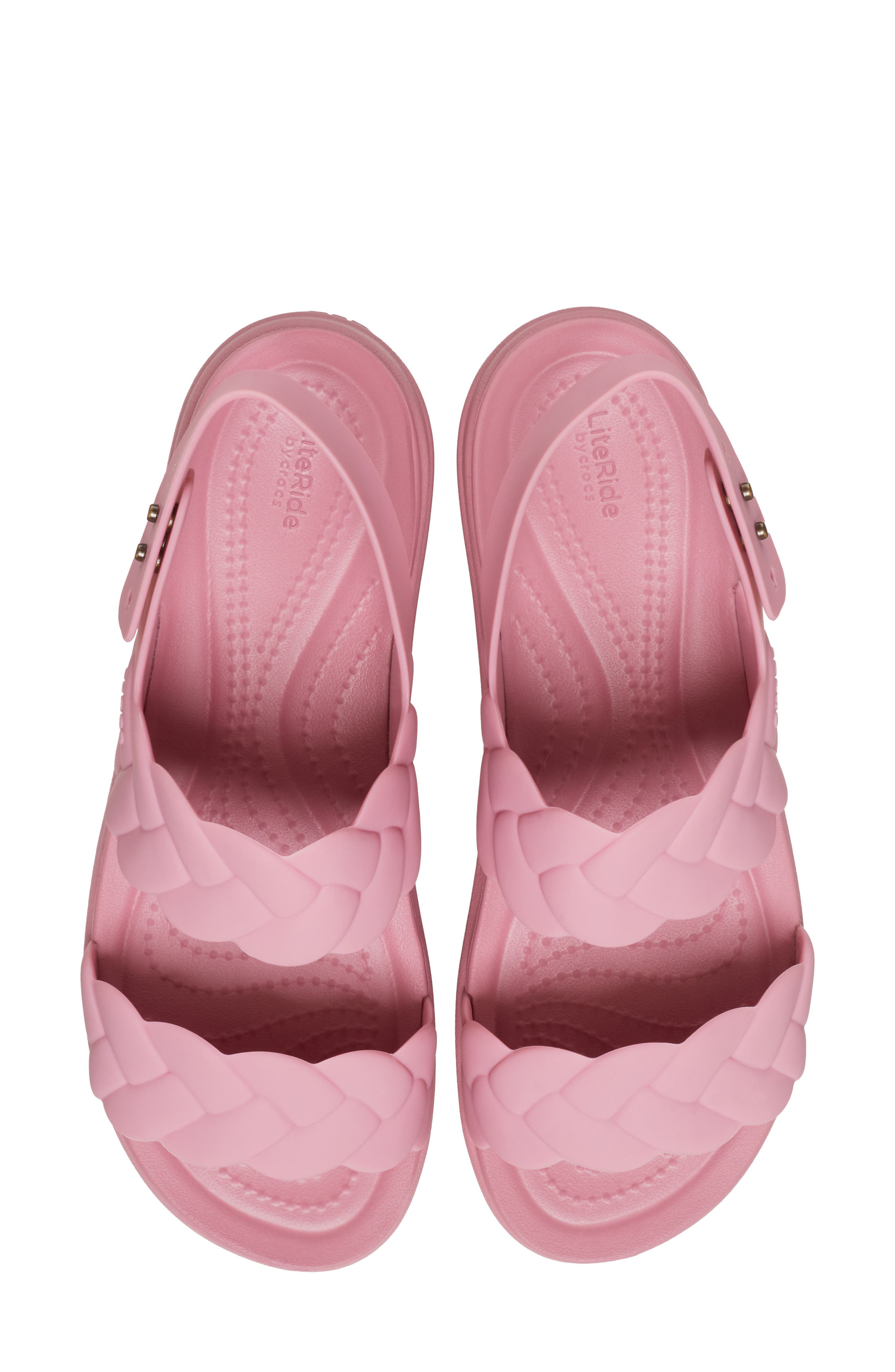 CROCS Brooklyn Woven Water Resistant Wedge Sandal, Alternate, color, Rosette