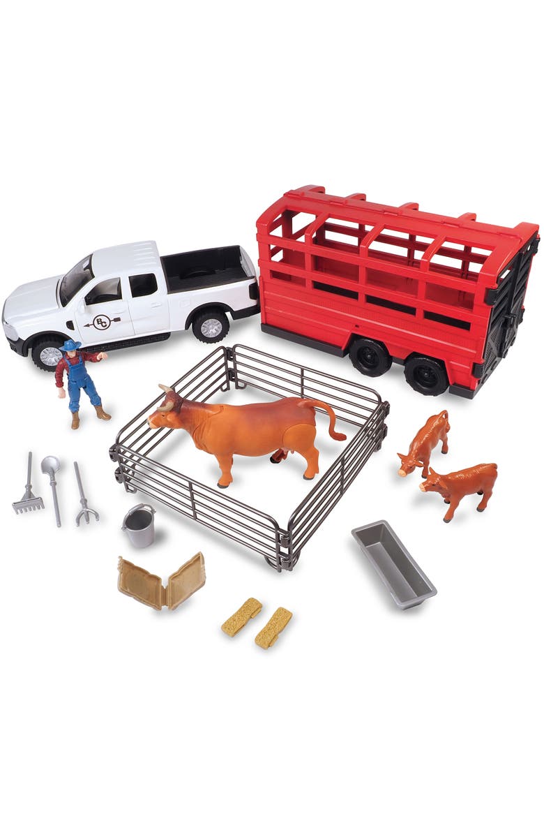 Big Country Toys Truck & Cattle Trailer Adventure, 18 Piece Farm Toy Playset, 3+, Main, color, Multicolored