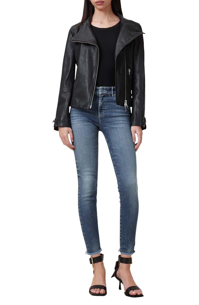 AllSaints Miller Pushup Raw Hem Skinny Jeans, Alternate, color, Deep Royal Blue