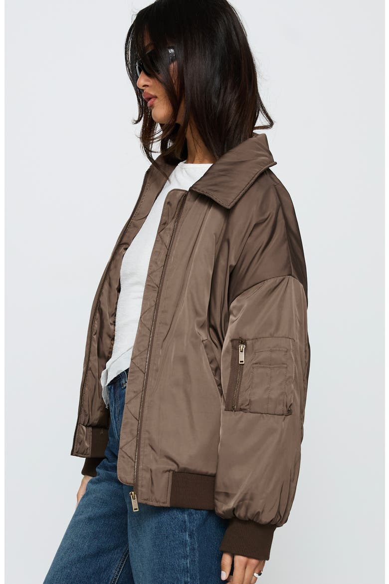Say Less Oversized Bomber Jacket, Alternate, color, BROWN
