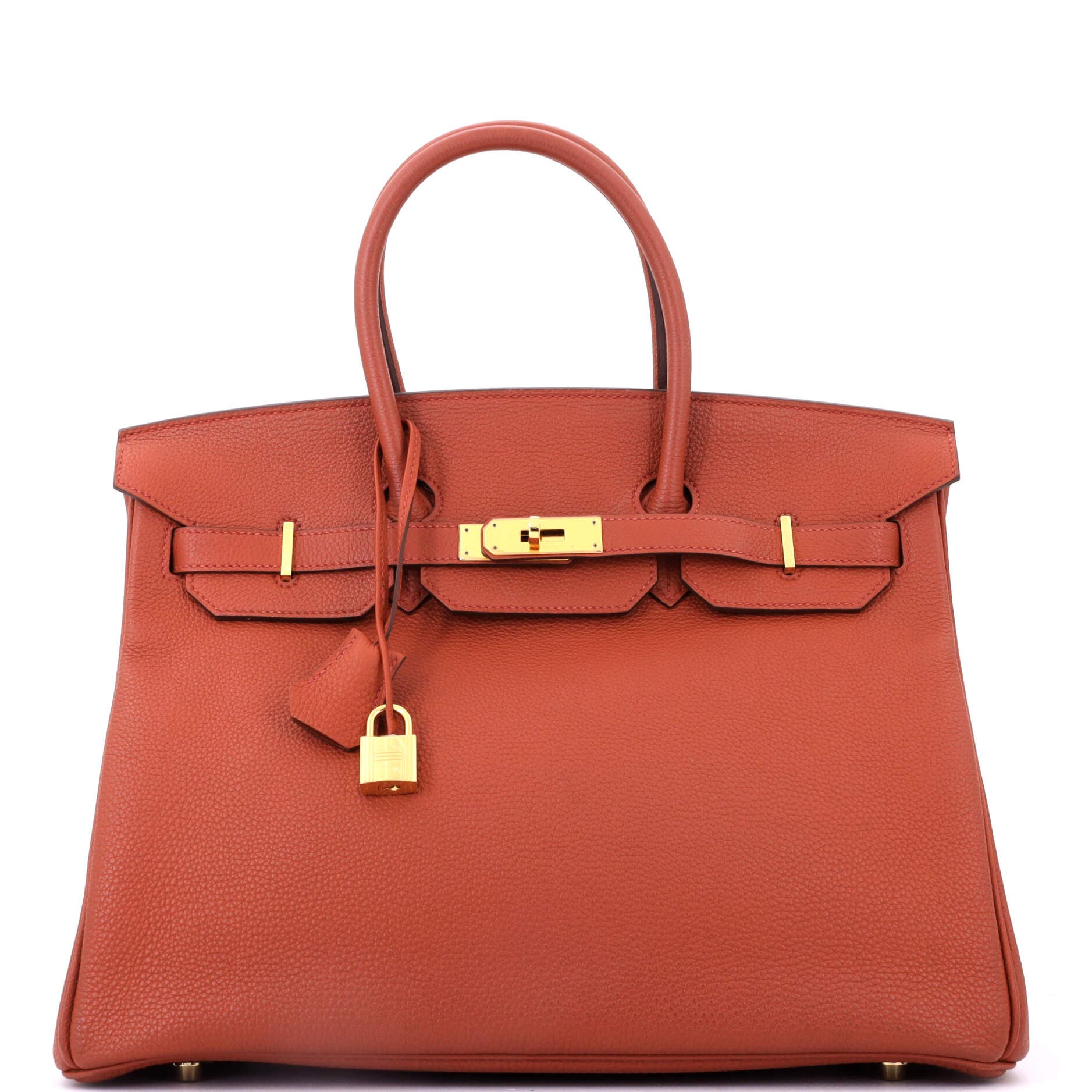 Pre-Owned Hermes Birkin Handbag Brown Togo with Gold Hardware 35, Main, color, Brique