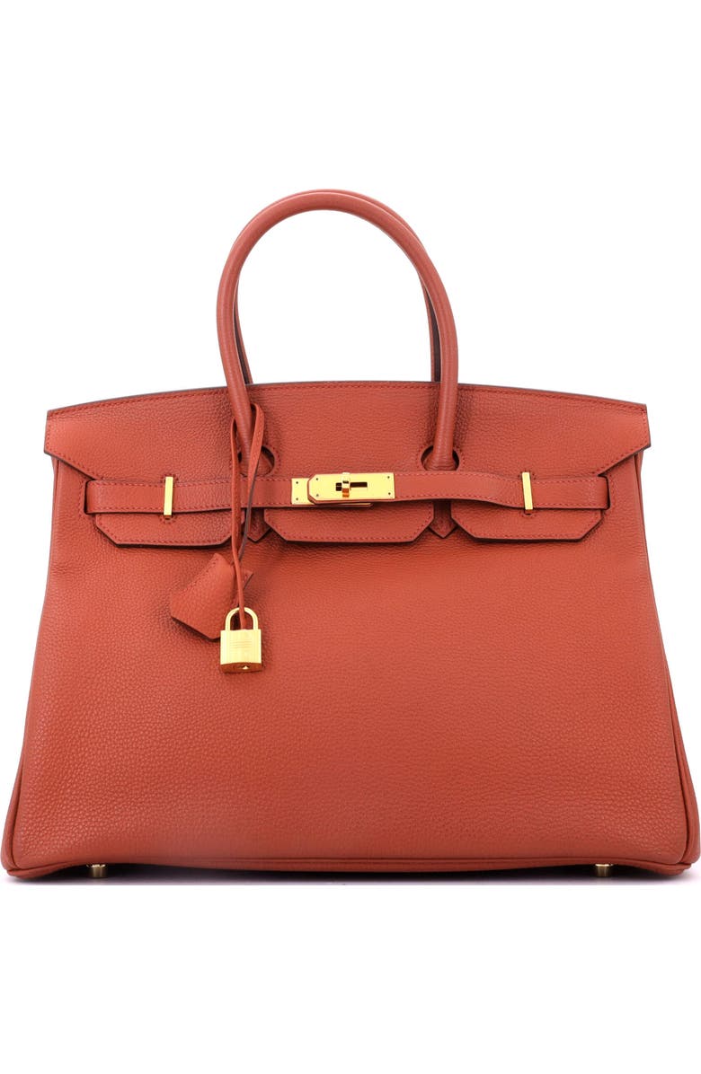 Pre-Owned Hermes Birkin Handbag Brown Togo with Gold Hardware 35, Main, color, Brique