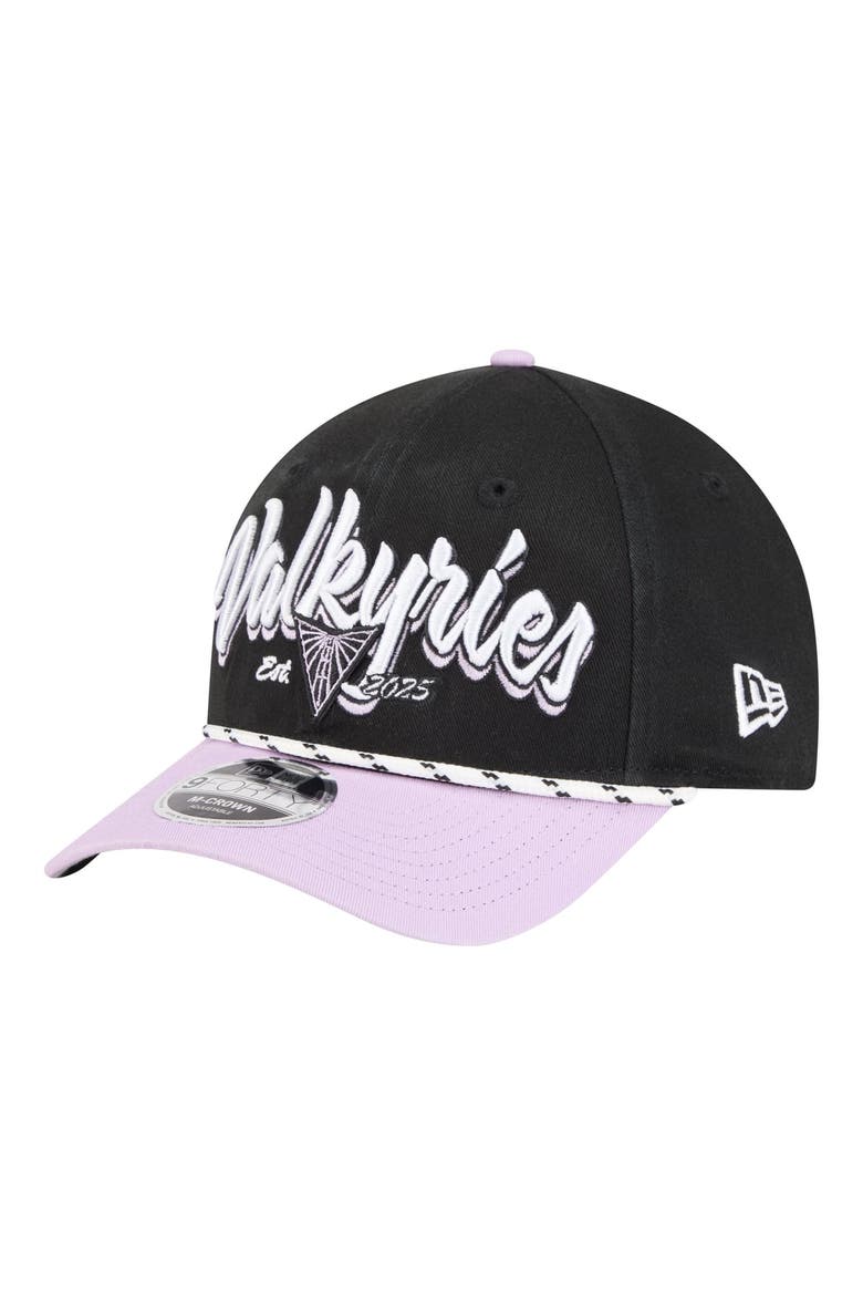 Unisex New Era  Eclipse Black/Violet Golden State Valkyries Team Loyal Script Two-Tone M-Crown 9FORTY Adjustable Hat, Main, color, Eclipse Black