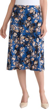KASPER Floral Print Flared Skirt