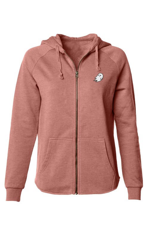 Dalix Ghost Zip Fleece Hoodie In Dusty Rose