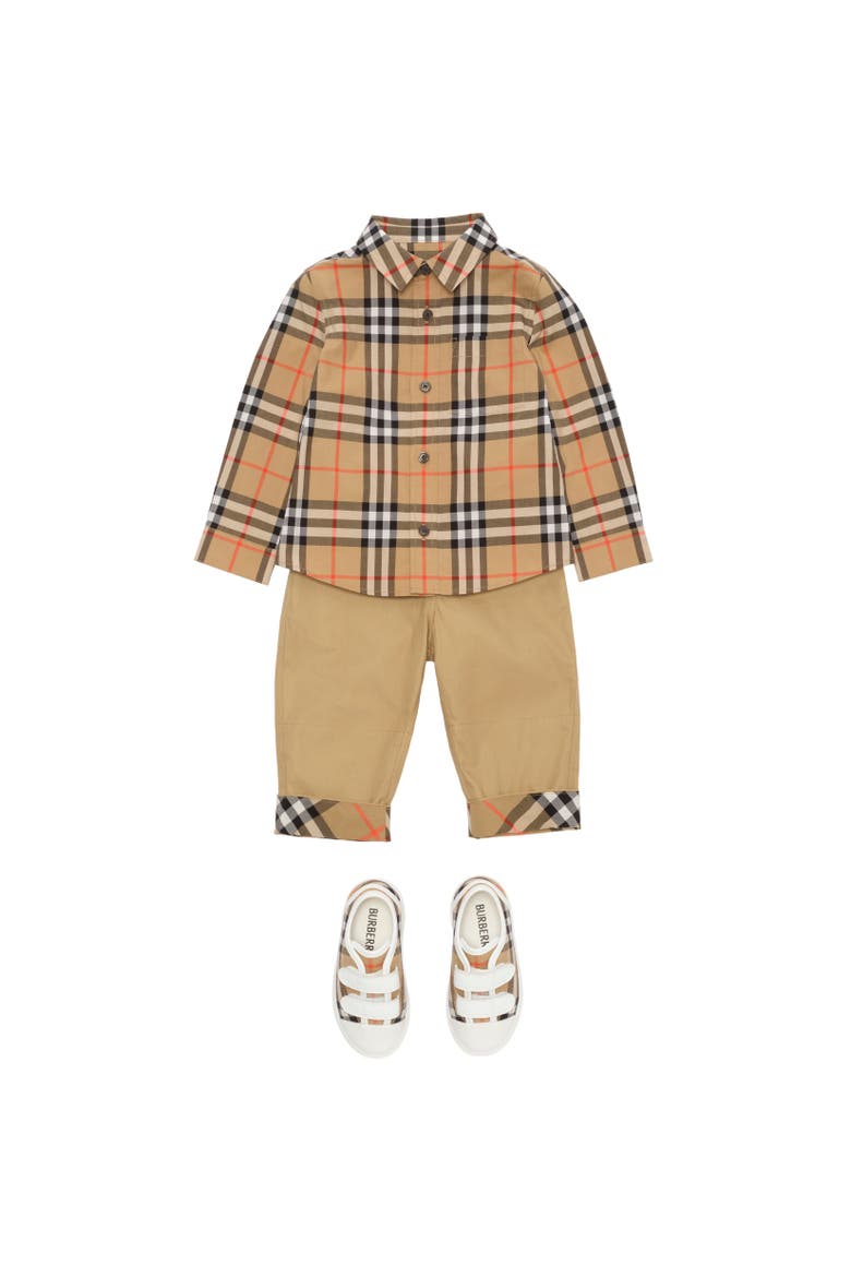Check Cotton Shirt, Alternate, color, Sand beige