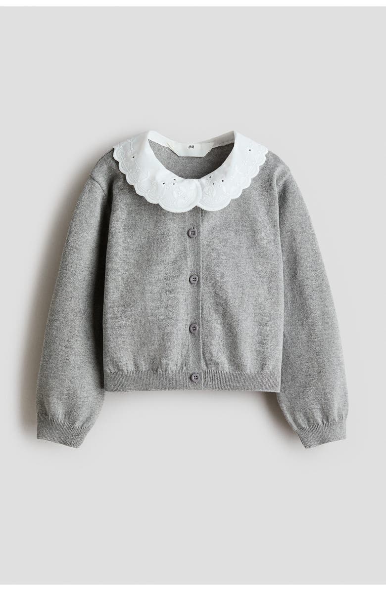 H&M Collared Cardigan, Main, color, Gray Melange
