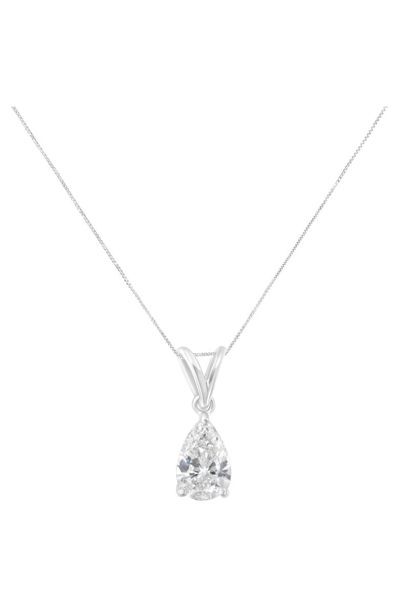 Haus of Brilliance IGI certified 10K White Gold 1/2 cttw Diamond Pear Pendant Necklace, Alternate, color, White