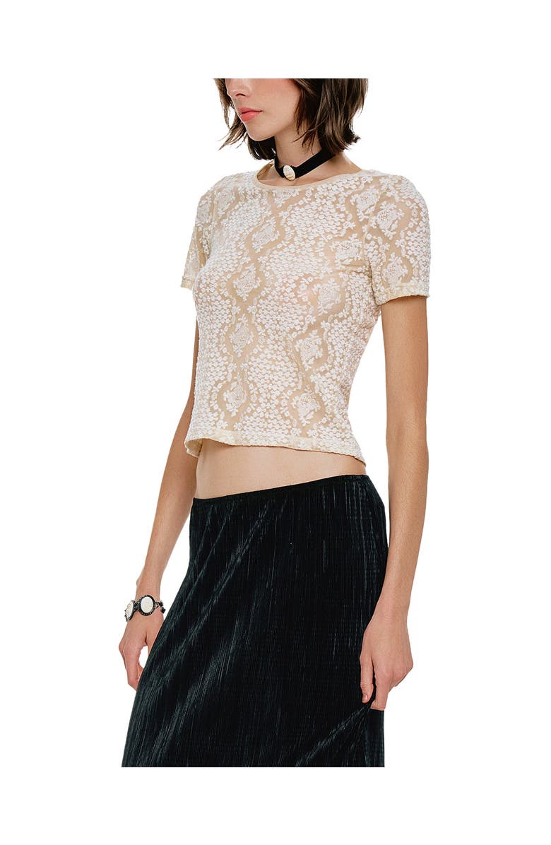 Anna Sui Victorian Lace Combo T-Shirt, Alternate, color, Ivory